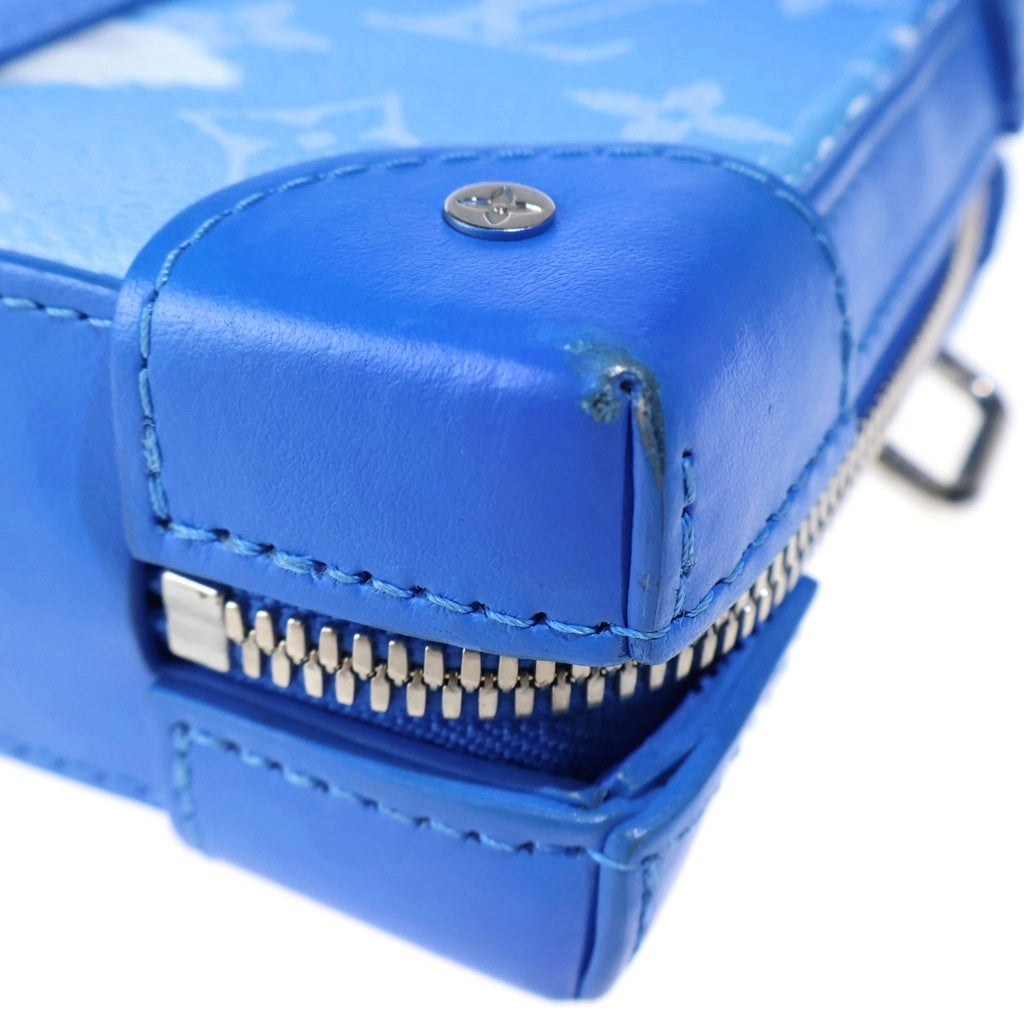 LOUIS VUITTON(ルイヴィトン) モノグラムクラウド ソフトトランクウォレット ショルダーバッグ ブルー レザー M45432 シルバー金具 レディース