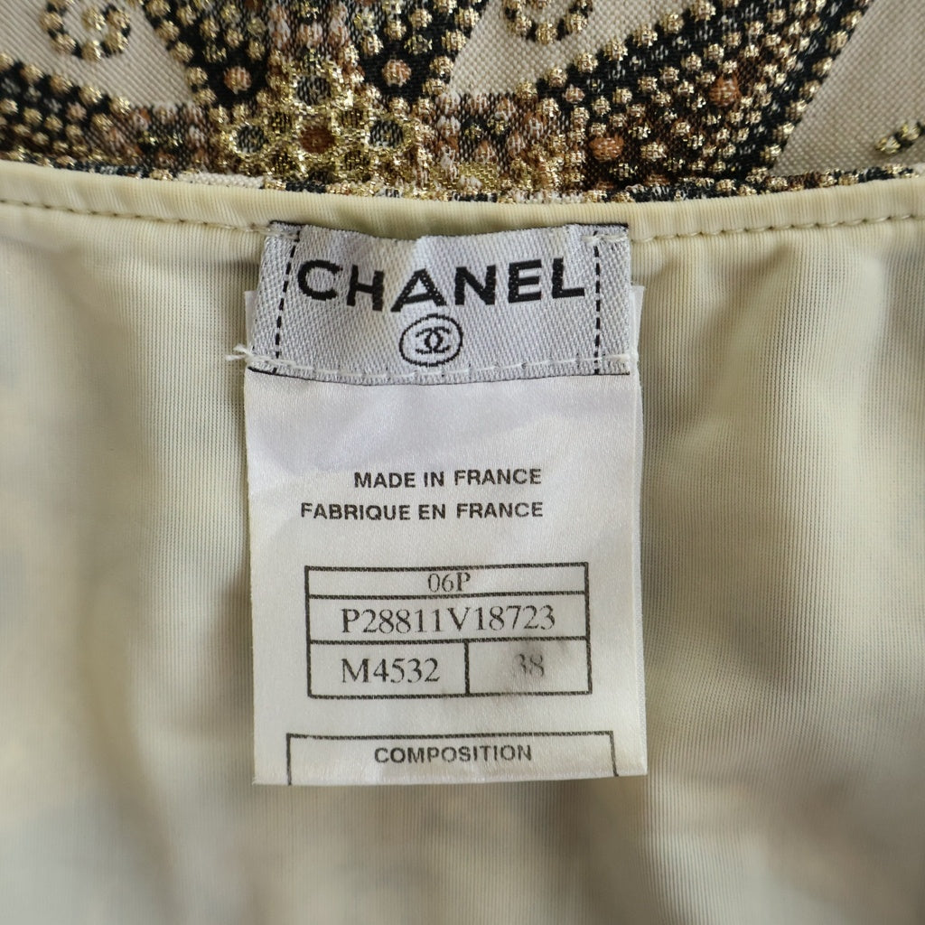 CHANEL(シャネル) ココマーク 星柄 刺繍 ポリエステル×ナイロン ノースリーブ トップス #8 ベージュ 06P レディース