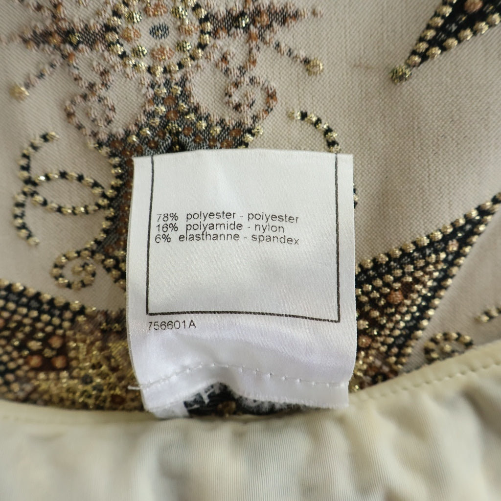 CHANEL(シャネル) ココマーク 星柄 刺繍 ポリエステル×ナイロン ノースリーブ トップス #8 ベージュ 06P レディース