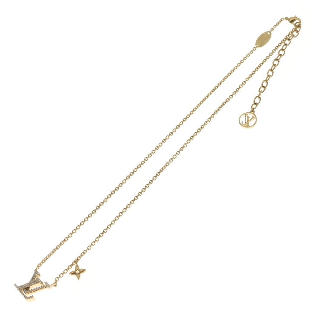LOUIS VUITTON(ルイヴィトン) LVアイコニック ロゴラインストーン ペンダント ネックレス チェーン GP M00596 レディース