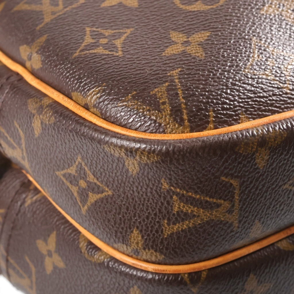 LOUIS VUITTON(ルイヴィトン) モノグラム リポーターPM ショルダーバッグ ブラウン レザー×PVC M45254 ゴールド金具 レディース