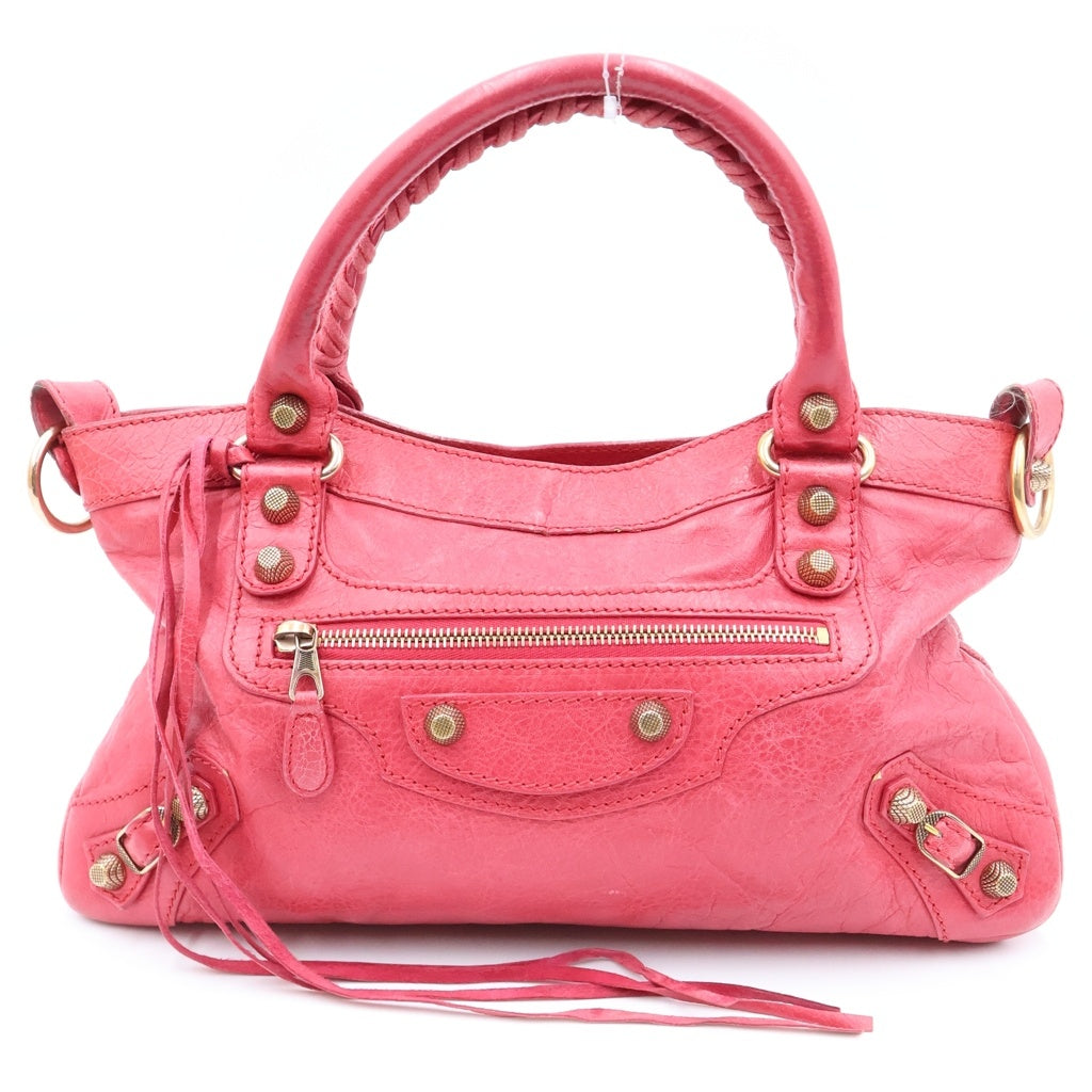 BALENCIAGA(バレンシアガ) ジャイアント ファースト シティ 2WAYバッグ ハンドバッグ ショルダーバッグ ピンク レザー 285433 ゴールド金具 レディース