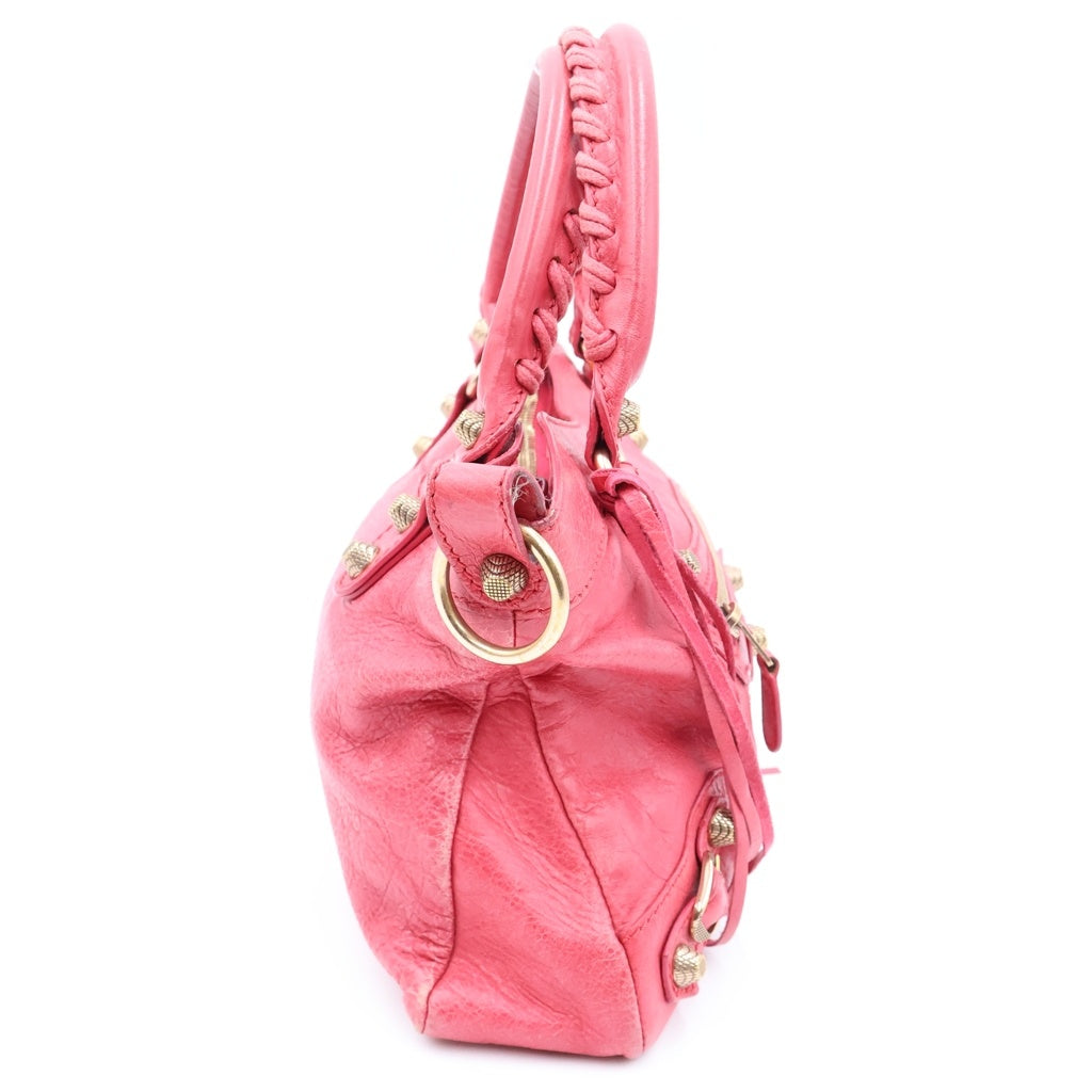 BALENCIAGA(バレンシアガ) ジャイアント ファースト シティ 2WAYバッグ ハンドバッグ ショルダーバッグ ピンク レザー 285433 ゴールド金具 レディース