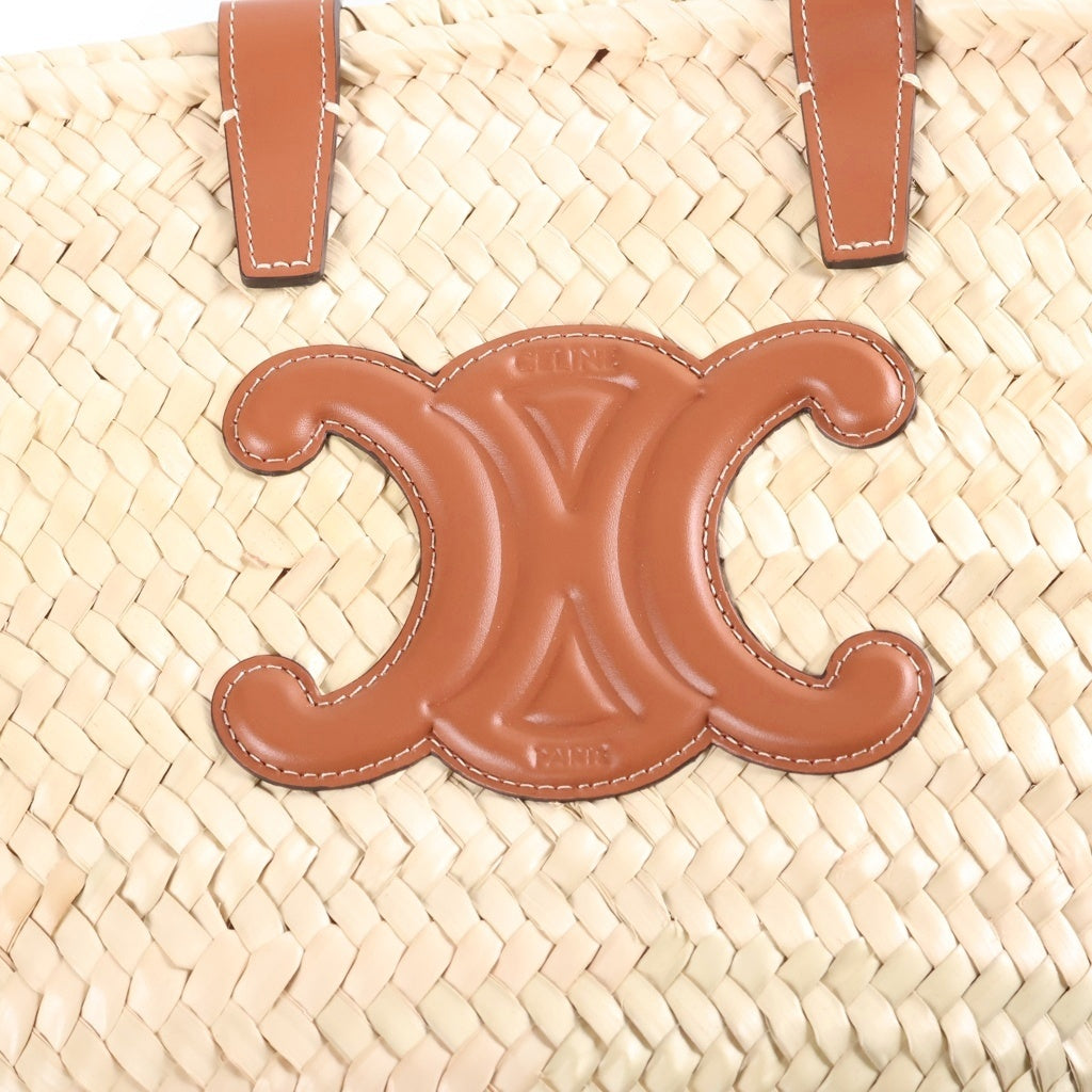 CELINE(セリーヌ) ティーン トリオンフ パニエ カゴバッグ トートバッグ ハンドバッグ ベージュ×ブラウン ラフィア×レザー レディース