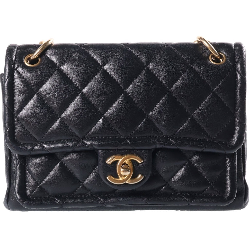 CHANEL(シャネル) マトラッセ チェーンショルダーバッグ ブラック ゴールド金具 ラムスキン AS0936 レディース