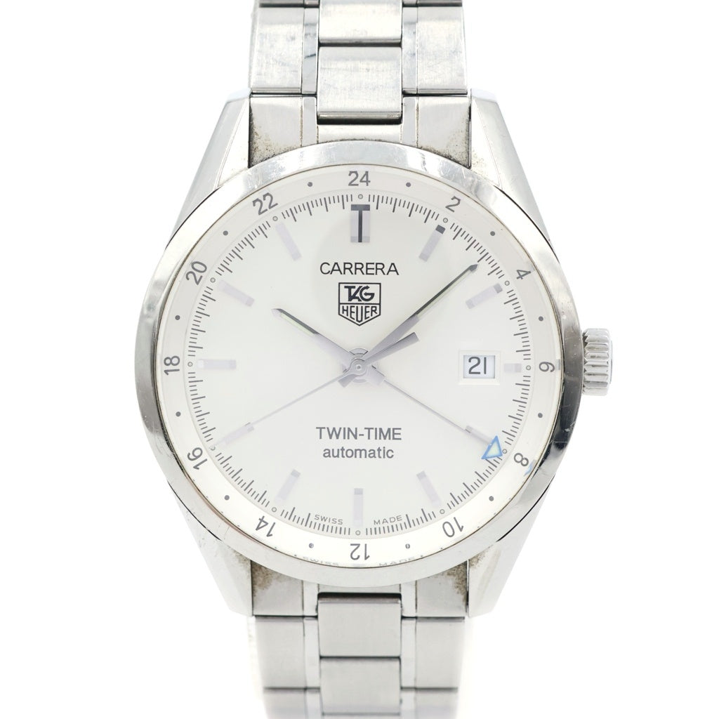 TAG HEUER(タグホイヤー) カレラ ツインタイム 腕時計 シルバー 白文字盤 SS/AT WV2116
