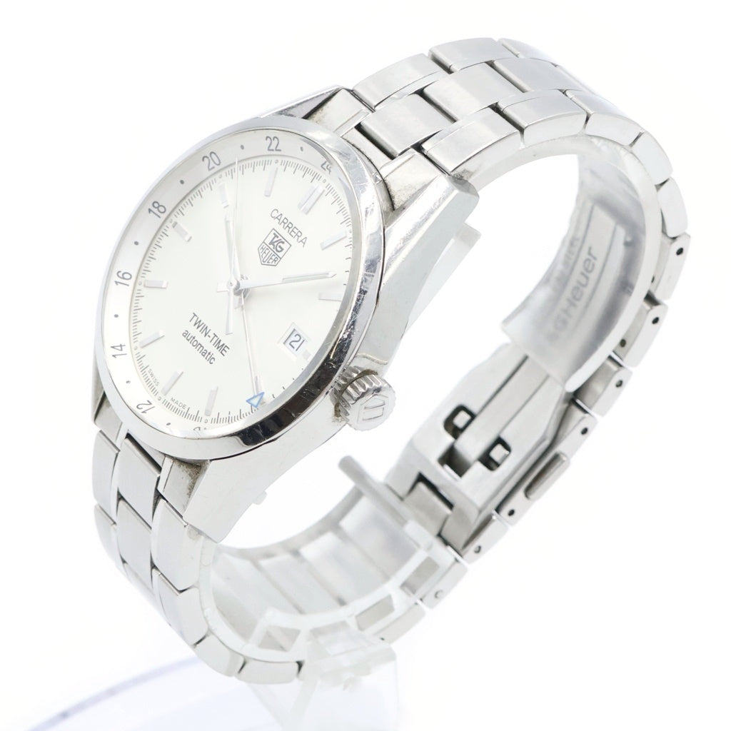 TAG HEUER(タグホイヤー) カレラ ツインタイム 腕時計 シルバー 白文字盤 SS/AT WV2116