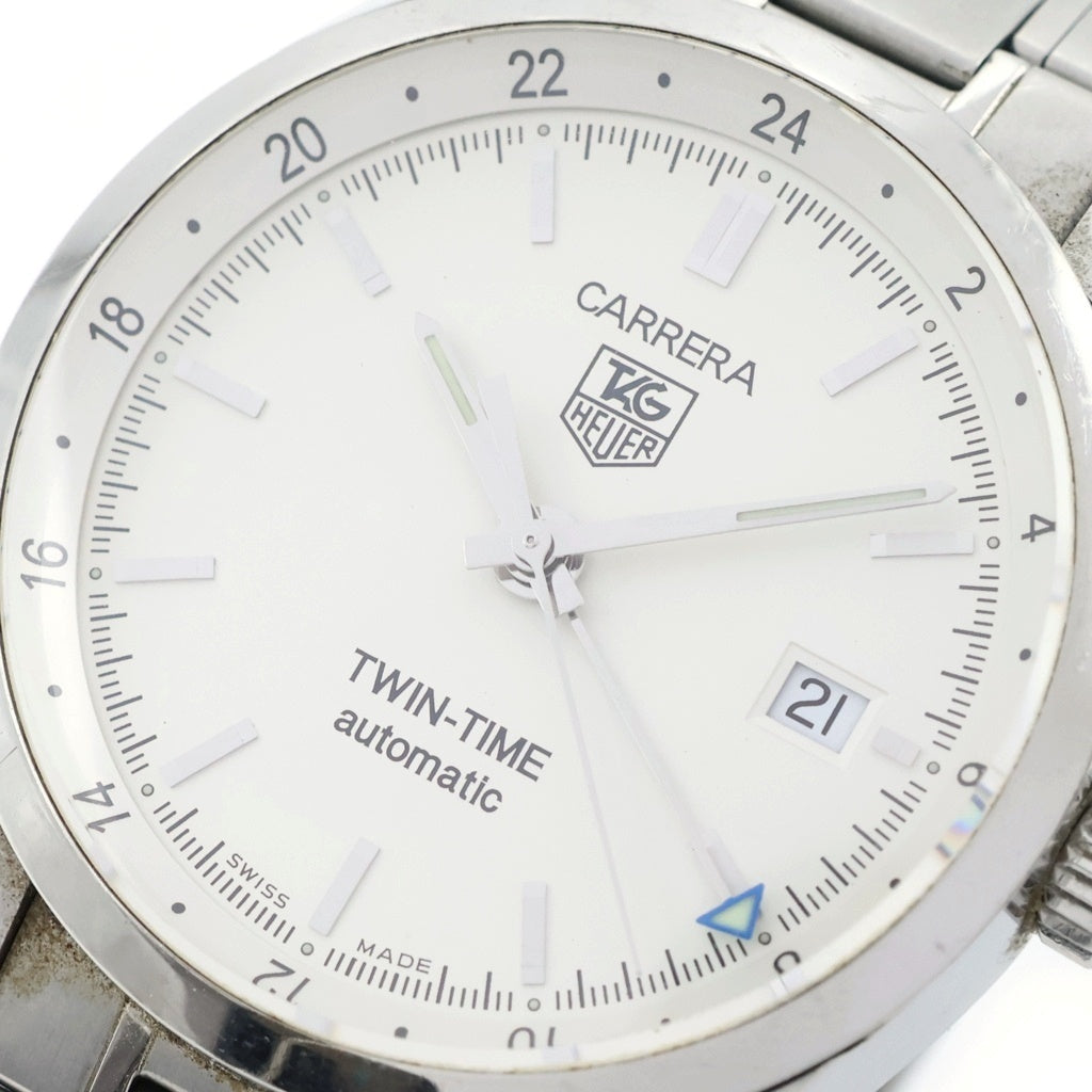 TAG HEUER(タグホイヤー) カレラ ツインタイム 腕時計 シルバー 白文字盤 SS/AT WV2116