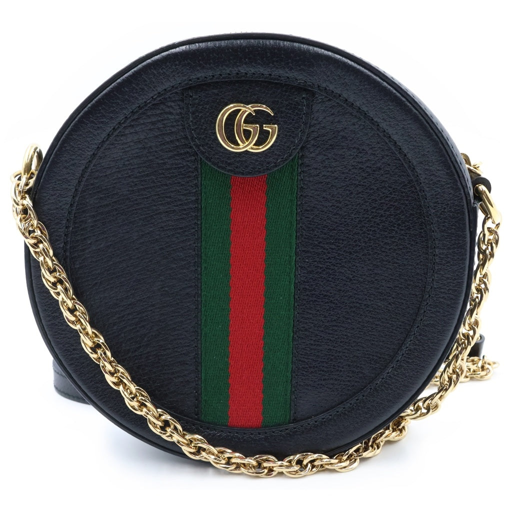 GUCCI(グッチ) オフィディア GGミニ ラウンド ショルダーバッグ ブラック キャンバス×レザー 550618 レディース