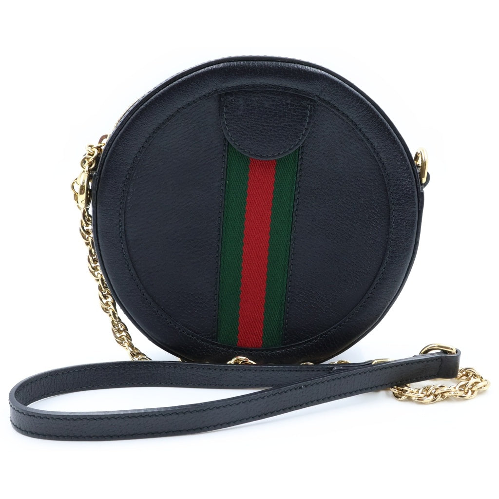 GUCCI(グッチ) オフィディア GGミニ ラウンド ショルダーバッグ ブラック キャンバス×レザー 550618 レディース