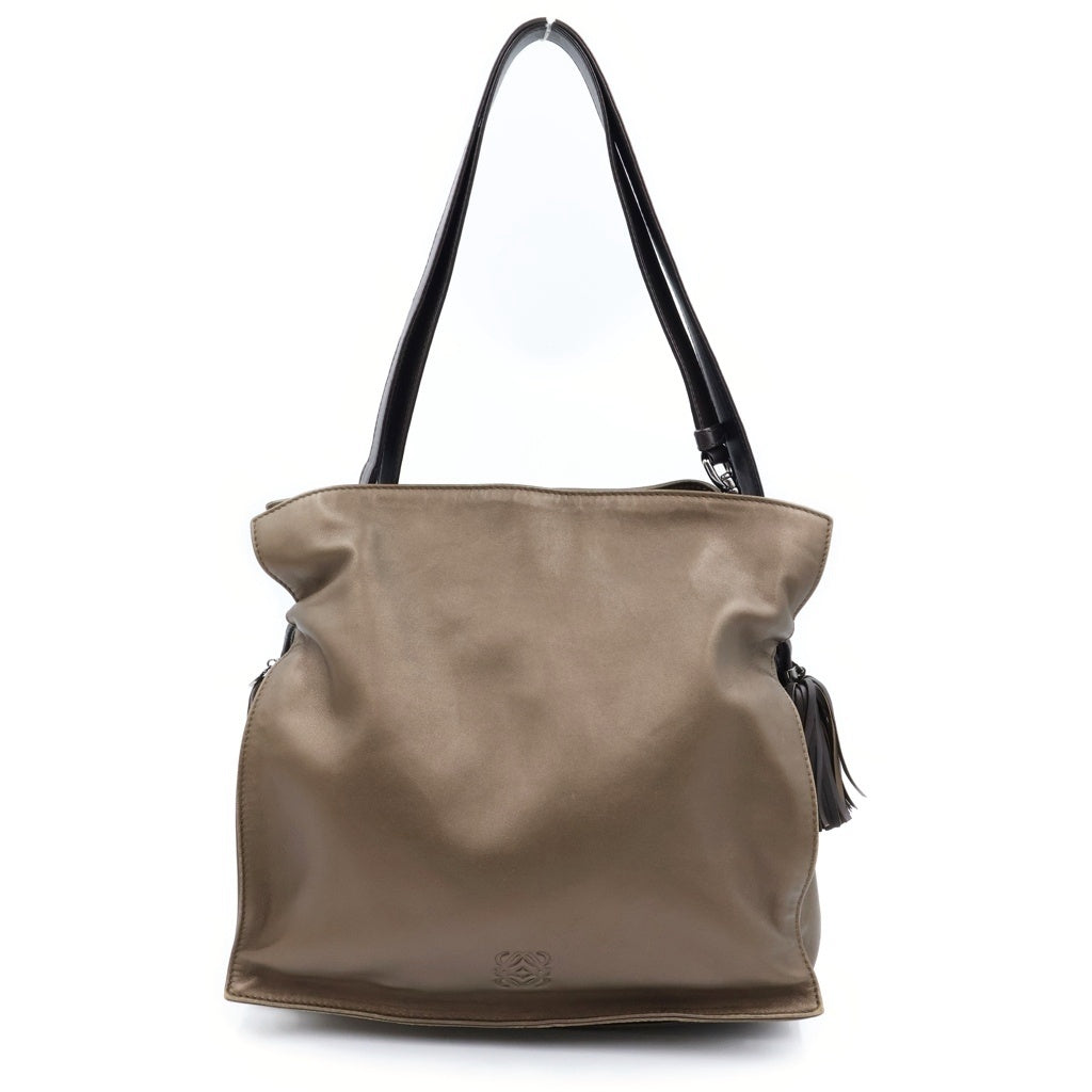 LOEWE(ロエベ) フラメンコ ナッパレザー シルバー金具 フリンジ タッセル 2WAY ショルダーバッグ ハンドバッグ カーキ レディース