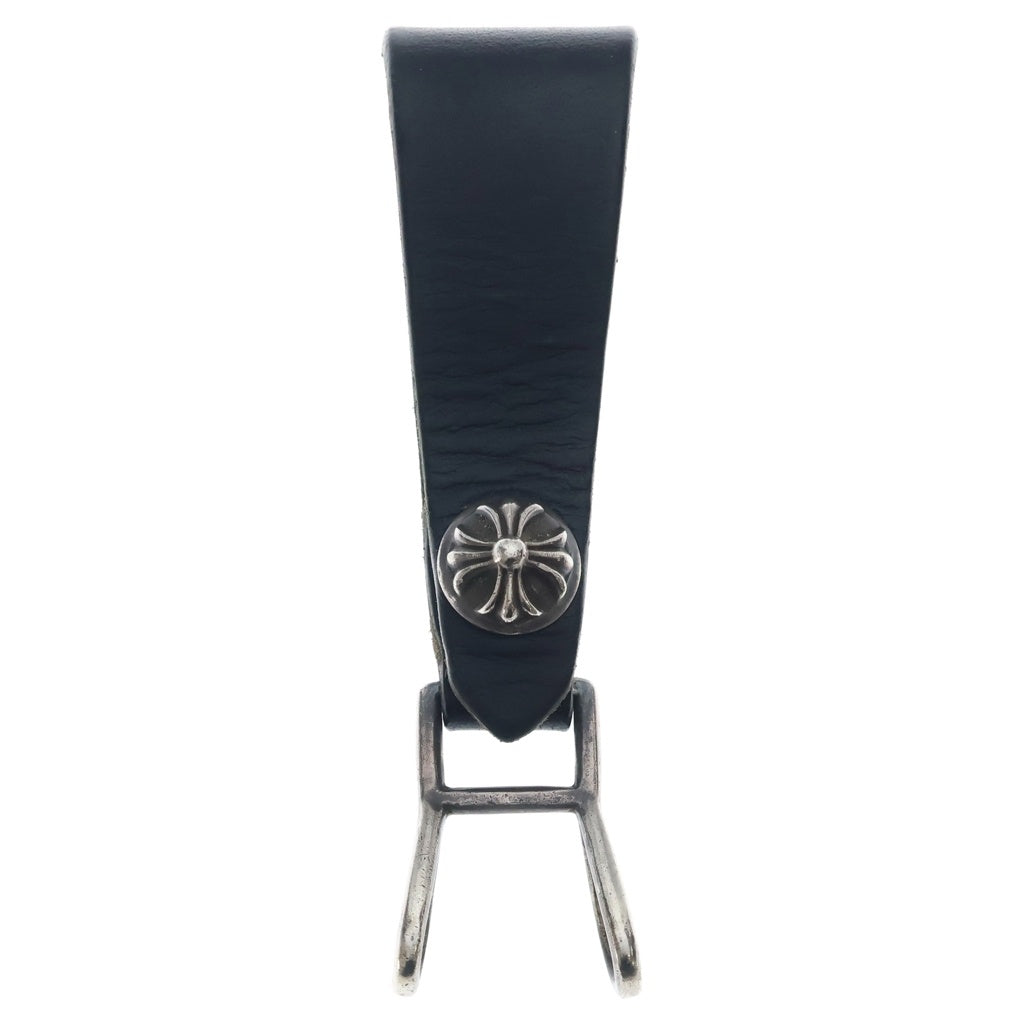 CHROME HEARTS(クロムハーツ) BELT LOOP クロスボールボタンレザーベルトループ シルバー/ブラック BCA397