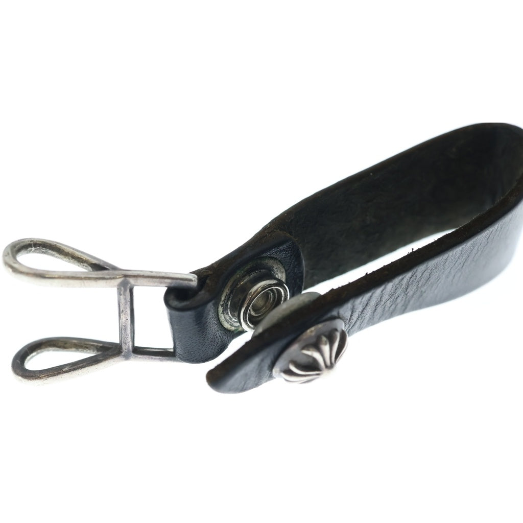 CHROME HEARTS(クロムハーツ) BELT LOOP クロスボールボタンレザーベルトループ シルバー/ブラック BCA397