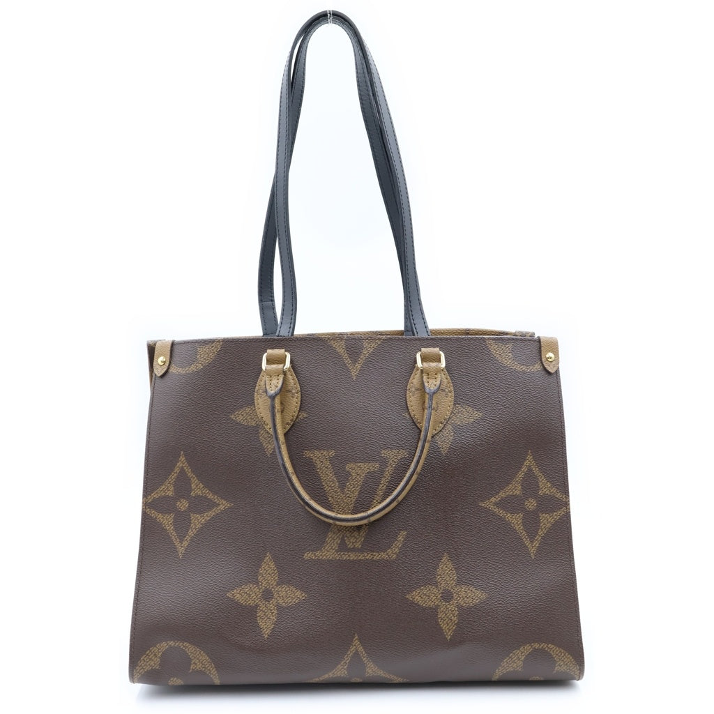 LOUIS VUITTON(ルイヴィトン) モノグラムリバース オンザゴーMM ハンドバッグ トートバッグ ブラウン レザー M45321 ゴールド金具 レディース