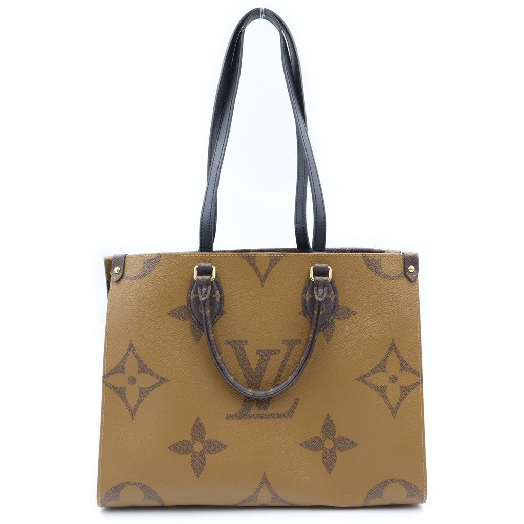 LOUIS VUITTON(ルイヴィトン) モノグラムリバース オンザゴーMM ハンドバッグ トートバッグ ブラウン レザー M45321 ゴールド金具 レディース