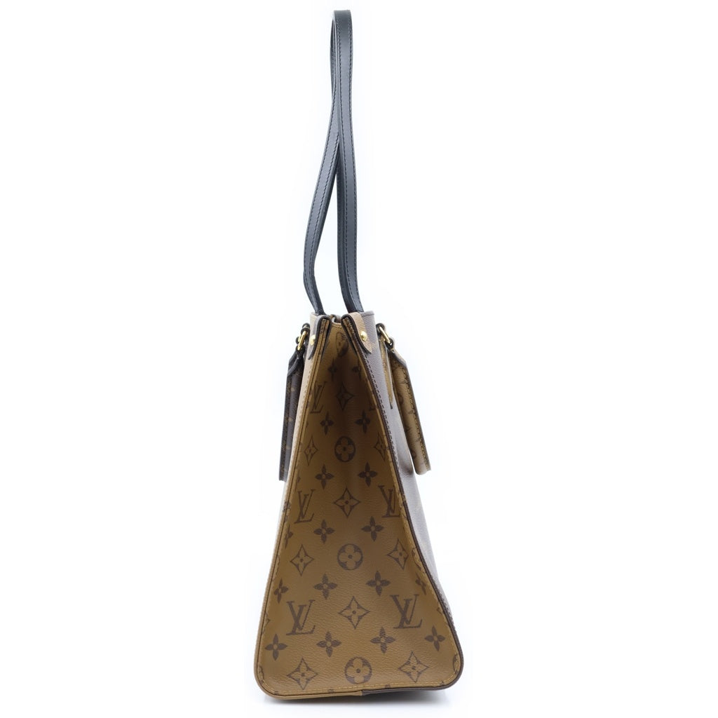 LOUIS VUITTON(ルイヴィトン) モノグラムリバース オンザゴーMM ハンドバッグ トートバッグ ブラウン レザー M45321 ゴールド金具 レディース