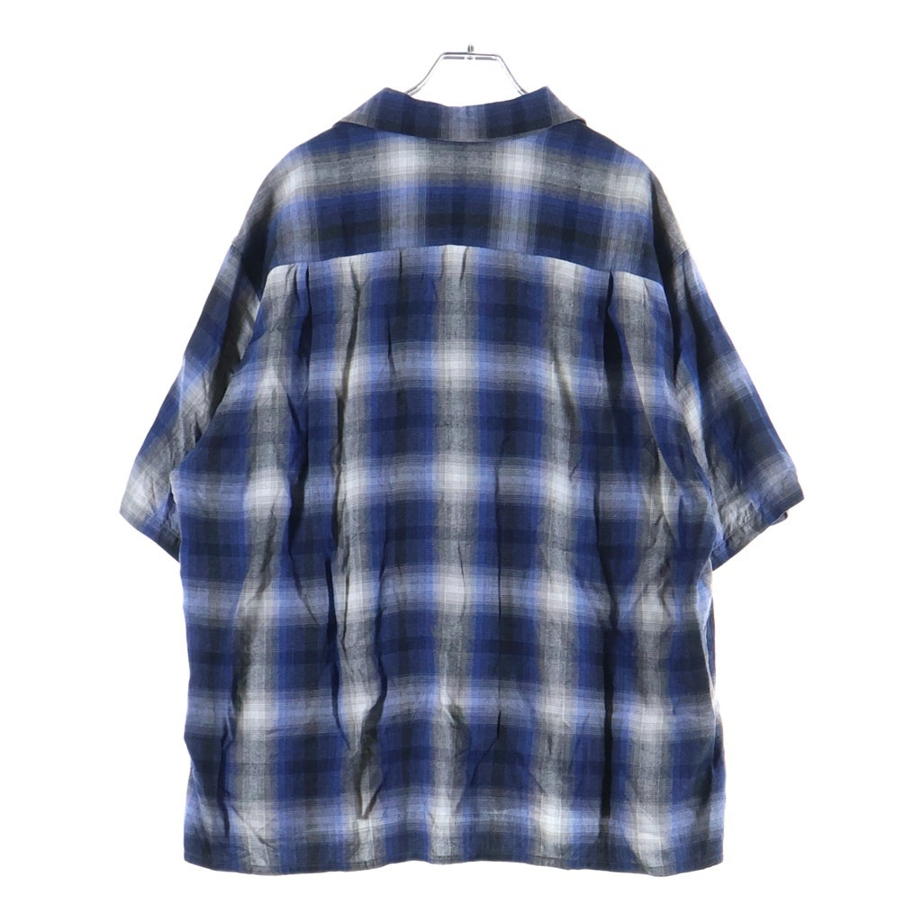 WACKO MARIA(ワコマリア) オンブレチェック レーヨン 半袖シャツ オーバーシャツ #L ブルー