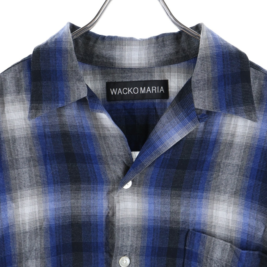WACKO MARIA(ワコマリア) オンブレチェック レーヨン 半袖シャツ オーバーシャツ #L ブルー