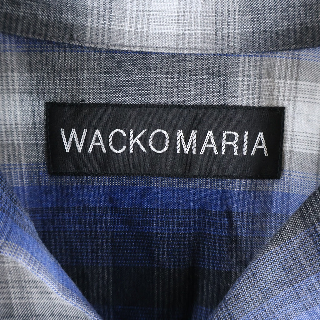 WACKO MARIA(ワコマリア) オンブレチェック レーヨン 半袖シャツ オーバーシャツ #L ブルー