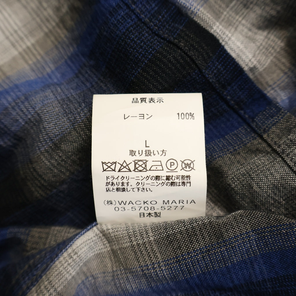WACKO MARIA(ワコマリア) オンブレチェック レーヨン 半袖シャツ オーバーシャツ #L ブルー