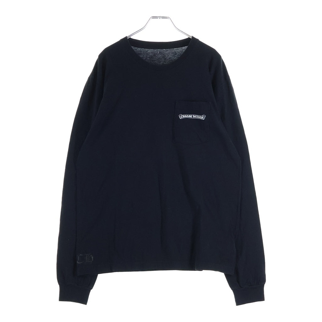 CHROME HEARTS(クロムハーツ) フロントポケット バックアーチロゴ コットン ロングスリーブ Tシャツ カットソー #L ブラック 2212 304 0072 レディース