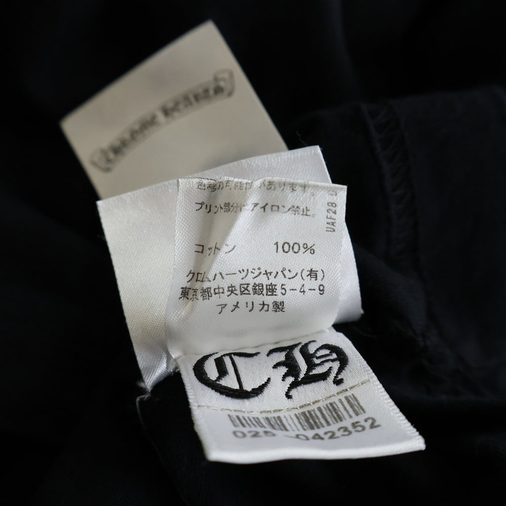 CHROME HEARTS(クロムハーツ) フロントポケット バックアーチロゴ コットン ロングスリーブ Tシャツ カットソー #L ブラック 2212 304 0072 レディース