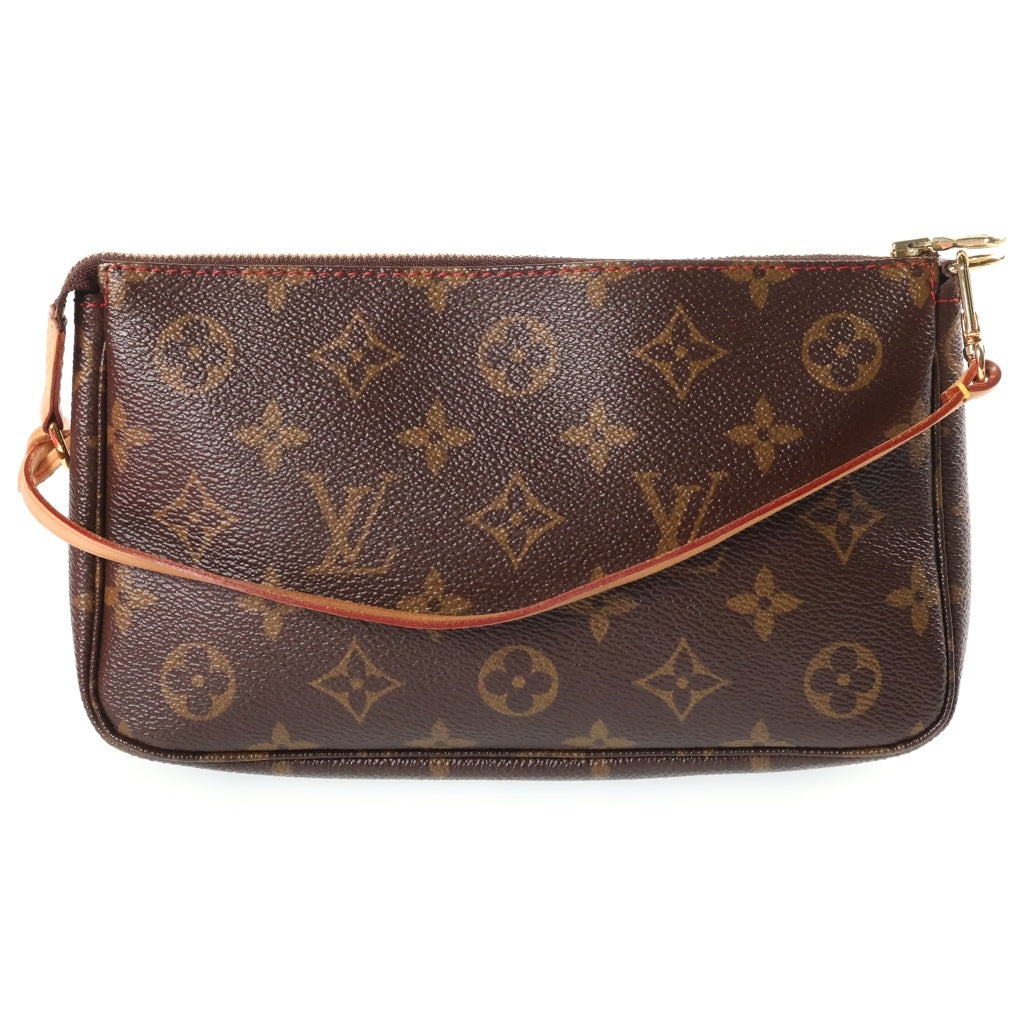 LOUIS VUITTON(ルイヴィトン) モノグラムチェリー ポシェットアクセソワール ミニハンドバッグ ブラウン レザー×PVC M95008 ゴールド金具 レディース