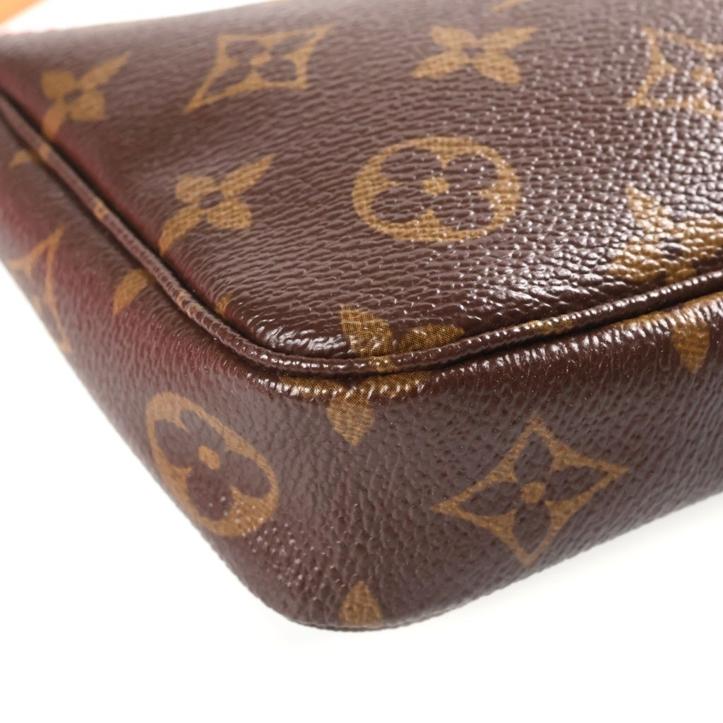 LOUIS VUITTON(ルイヴィトン) モノグラムチェリー ポシェットアクセソワール ミニハンドバッグ ブラウン レザー×PVC M95008 ゴールド金具 レディース
