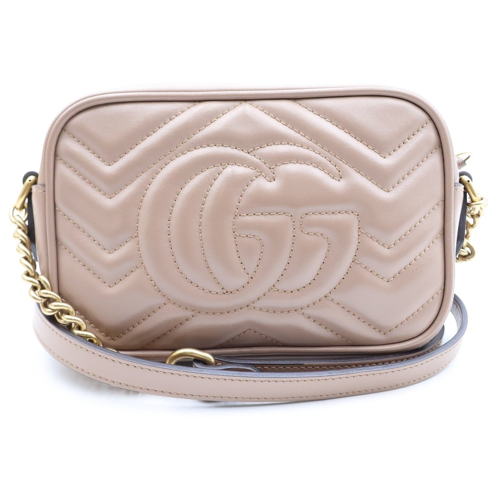 GUCCI(グッチ) GGマーモント ミニショルダーバッグ ローズピンク レザー 448065 ゴールド金具