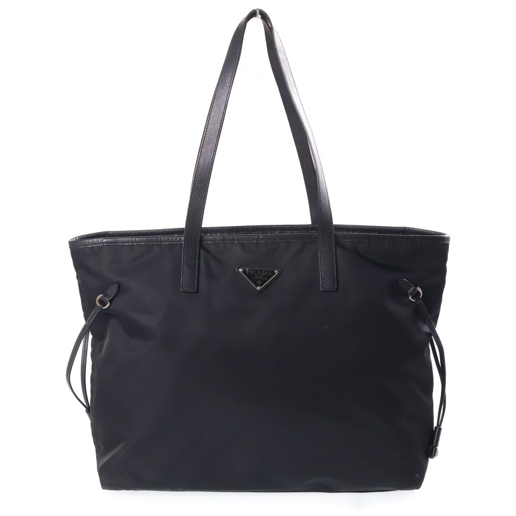 PRADA(プラダ) トライアングルロゴ トートバッグ ハンドバッグ ブラック サフィアーノ 1BG401 シルバー金具 レディース