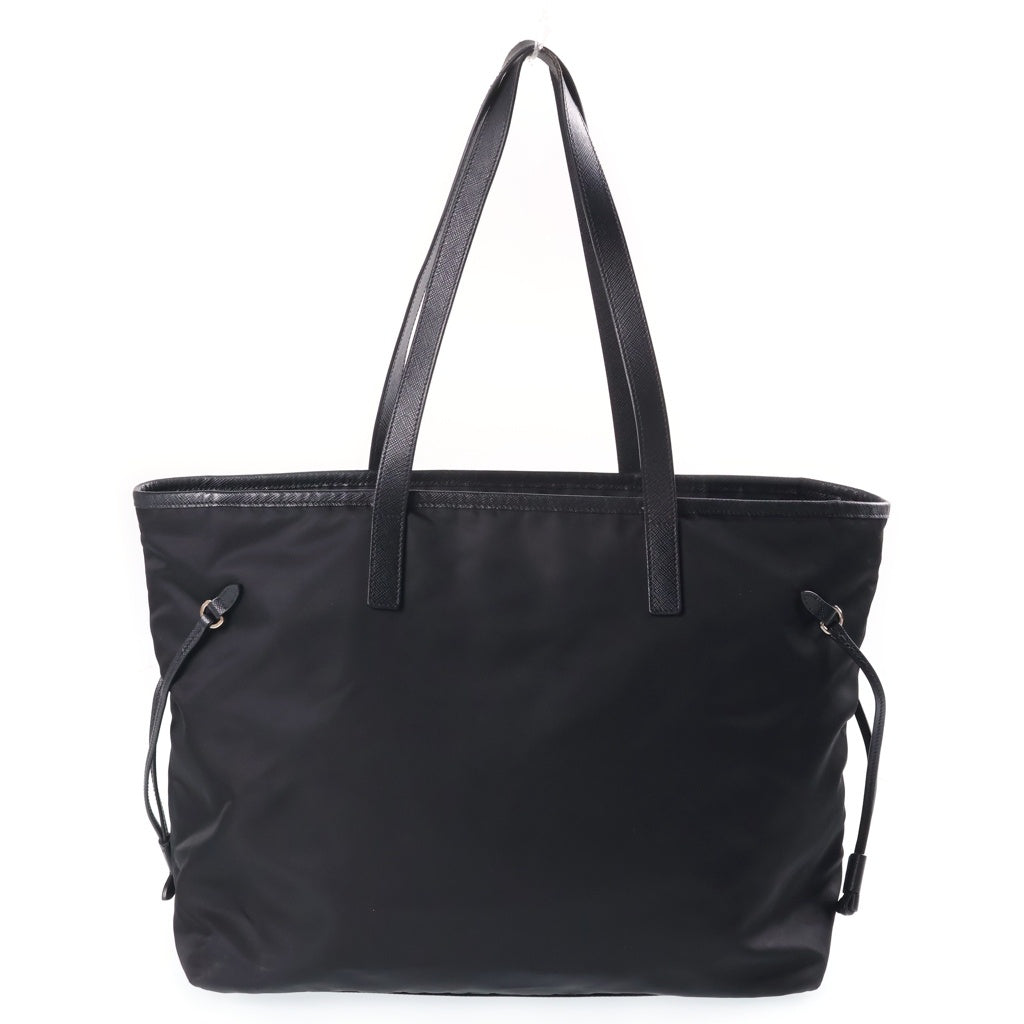 PRADA(プラダ) トライアングルロゴ トートバッグ ハンドバッグ ブラック サフィアーノ 1BG401 シルバー金具 レディース