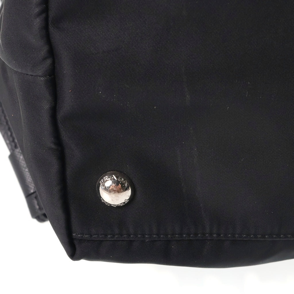 PRADA(プラダ) トライアングルロゴ トートバッグ ハンドバッグ ブラック サフィアーノ 1BG401 シルバー金具 レディース
