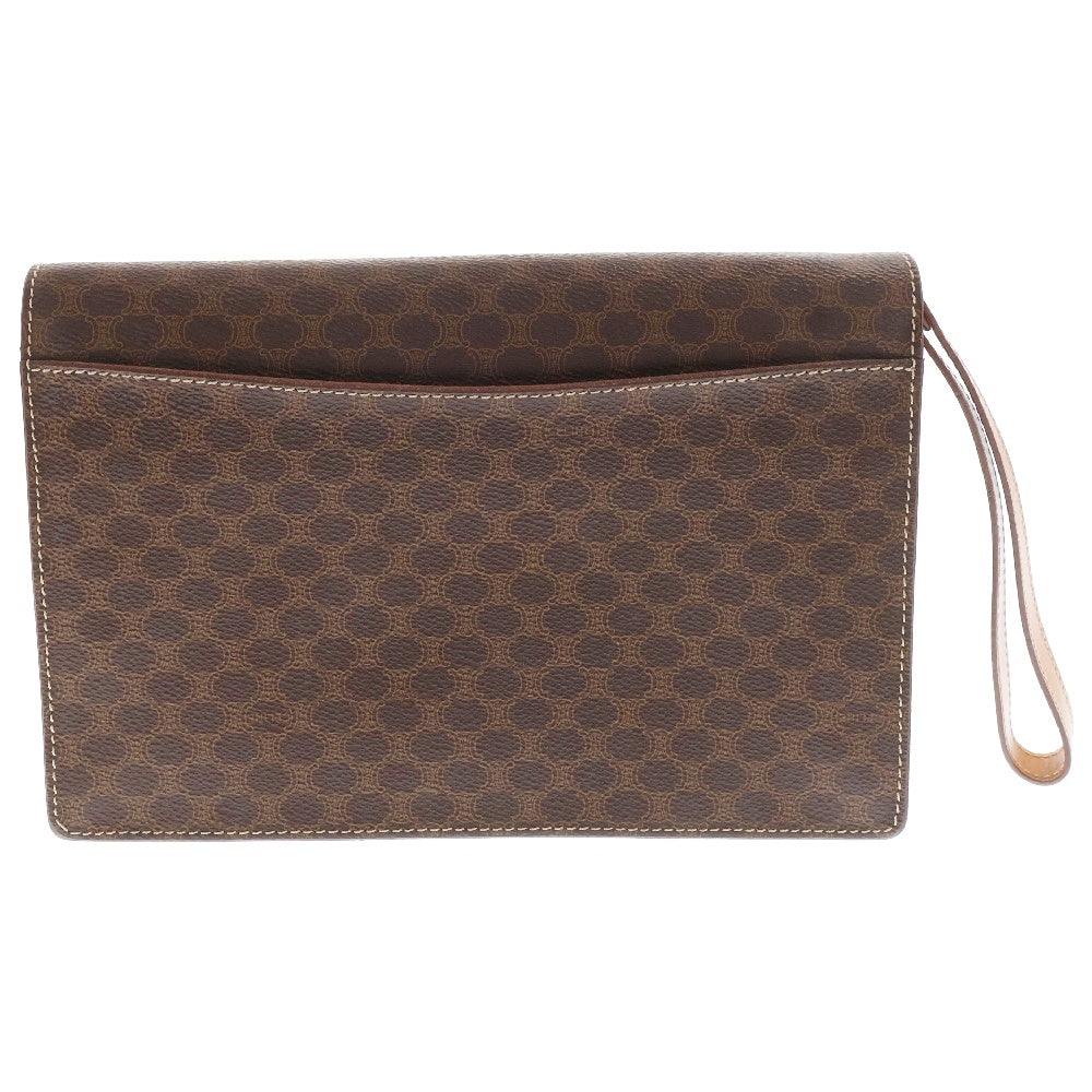 CELINE(セリーヌ) マカダム クラッチバッグ ブラウン レザー ゴールド金具 ポーチ