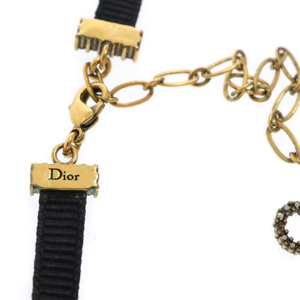 DIOR(ディオール) メタルスター CDロゴ チョーカー ネックレス ゴールド×ブラック レディース