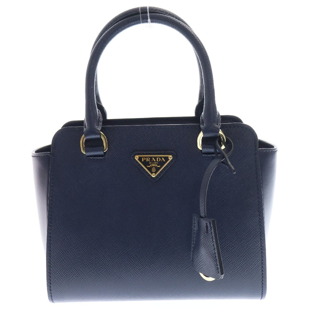 PRADA(プラダ) サフィアーノ 2WAY ショルダーバック ブルー PVC×レザー ハンドバッグ 斜め掛けバッグ 肩掛けバッグ ゴールド金具 1BA380