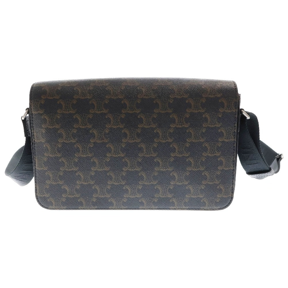 CELINE(セリーヌ) トリオンフ フラップ メッセンジャーバッグ ショルダーバッグ ブラック PVCレザー