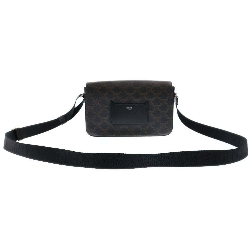 CELINE(セリーヌ) トリオンフ フラップ メッセンジャーバッグ ショルダーバッグ ブラック PVCレザー