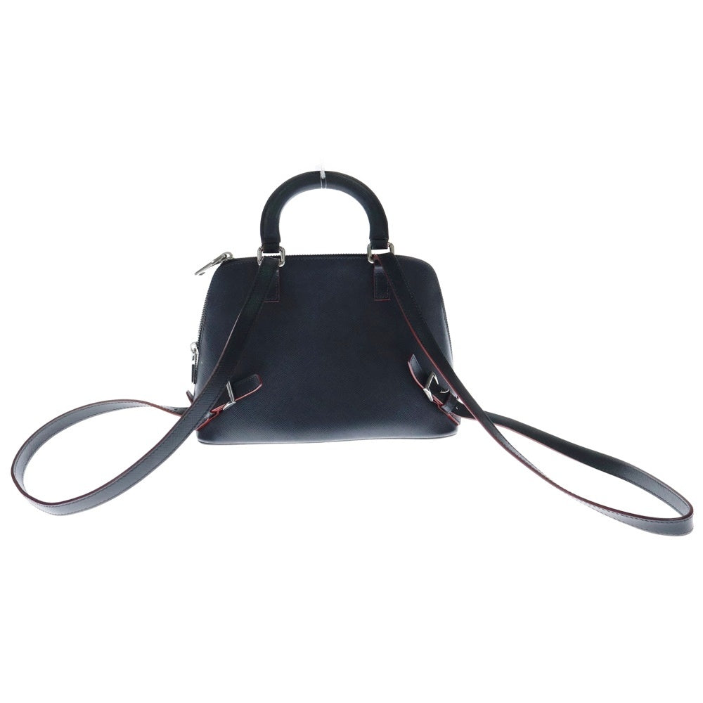 PRADA(プラダ) サフィアーノ 2wayバッグ ミニリュックサック バックパック ハンドバッグ ネイビー×レッド シルバー金具 レザー トライアングルロゴプレート 1BZ003