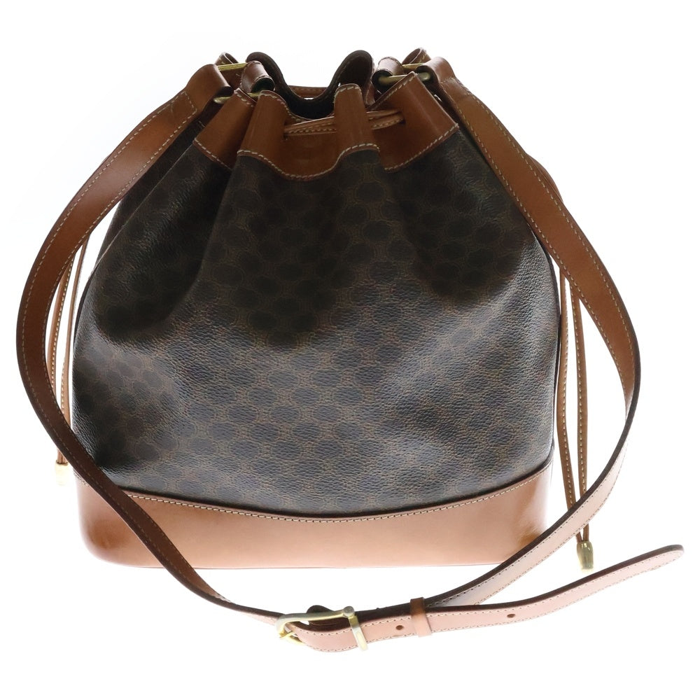 CELINE(セリーヌ) マカダム トリオンフ 巾着バッグ ハンドバッグ ブラウン ゴールド金具 レザー×PVC