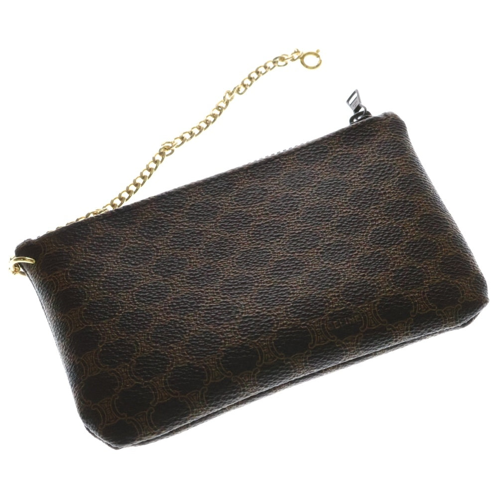 CELINE(セリーヌ) マカダム トリオンフ 巾着バッグ ハンドバッグ ブラウン ゴールド金具 レザー×PVC