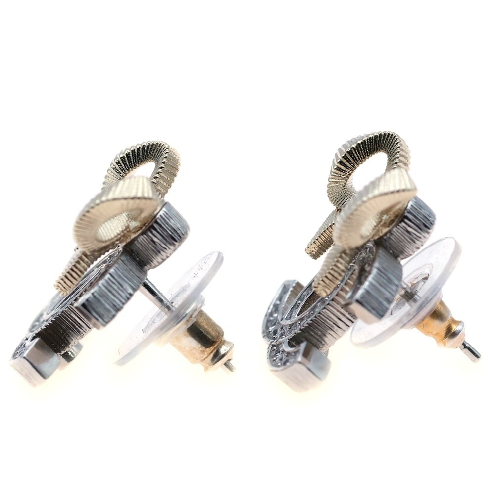 CHANEL(シャネル) ココマーク リボンモチーフ ピアス ストラス ラインストーン ゴールド×シルバー B24K