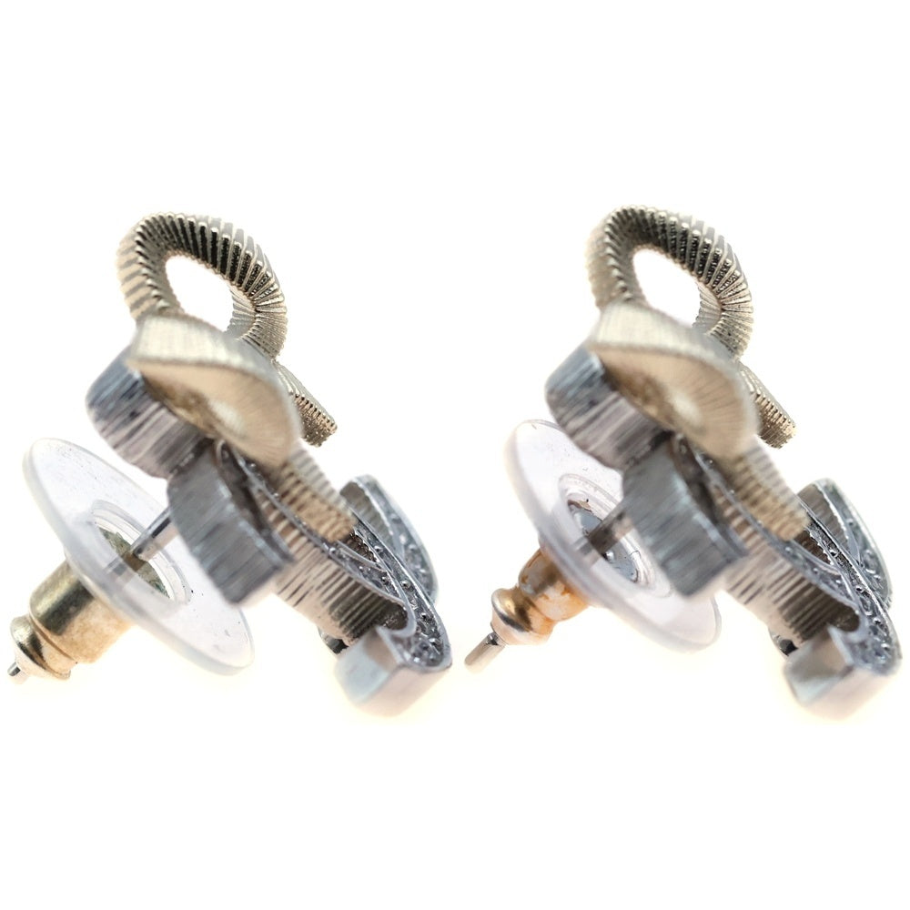 CHANEL(シャネル) ココマーク リボンモチーフ ピアス ストラス ラインストーン ゴールド×シルバー B24K