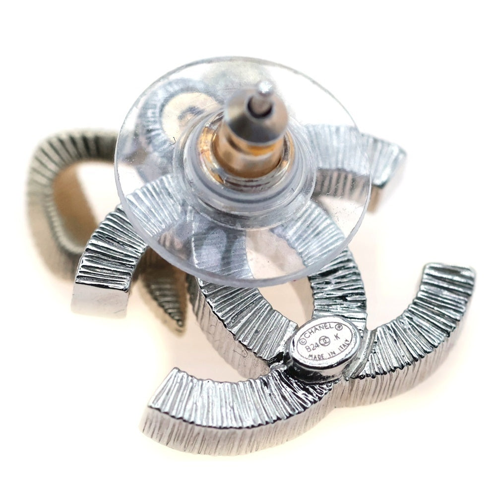 CHANEL(シャネル) ココマーク リボンモチーフ ピアス ストラス ラインストーン ゴールド×シルバー B24K