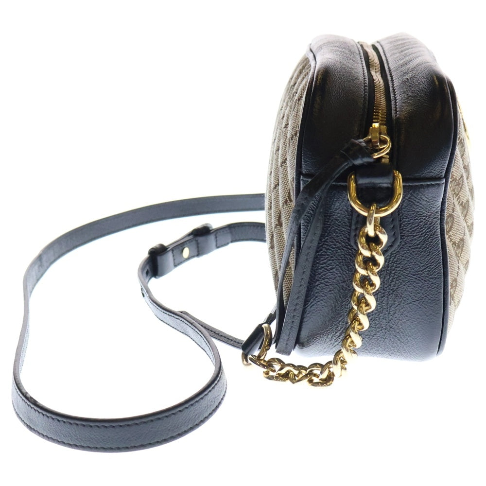 GUCCI(グッチ) GGマーモント ショルダーバッグ チェーンショルダー ブラック×ベージュ ゴールド金具 キャンバス×レザー 447632