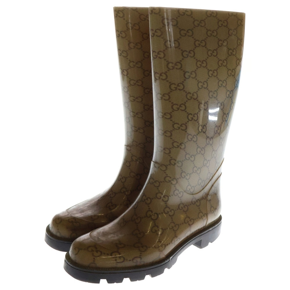 GUCCI(グッチ) GG 総柄 レインブーツ レインシューズ ブラウン ベージュ レディース 35