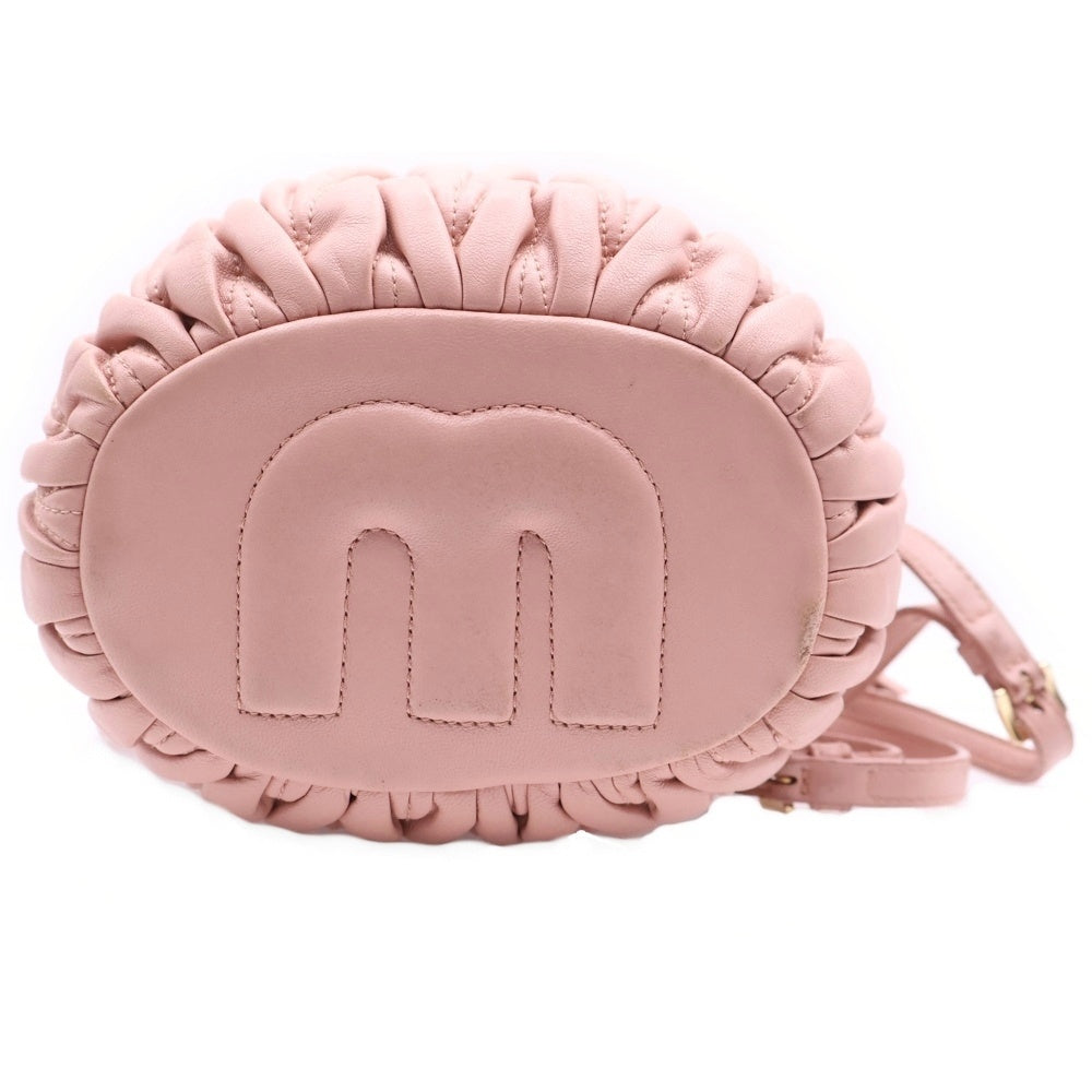 miumiu(ミュウミュウ) マテラッセ ショルダーバッグ 巾着バッグ ハンドバッグ ゴールド金具 ピンク レザー
