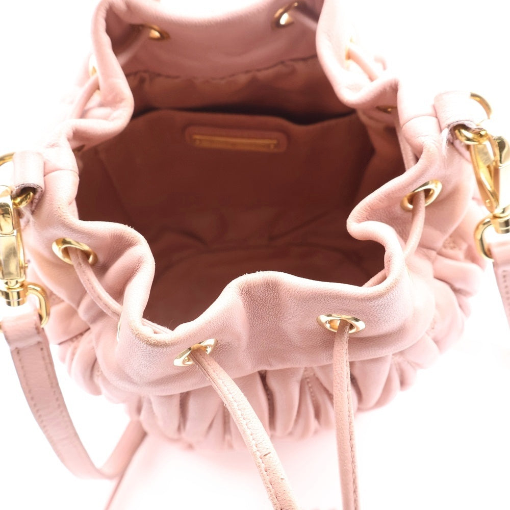 miumiu(ミュウミュウ) マテラッセ ショルダーバッグ 巾着バッグ ハンドバッグ ゴールド金具 ピンク レザー