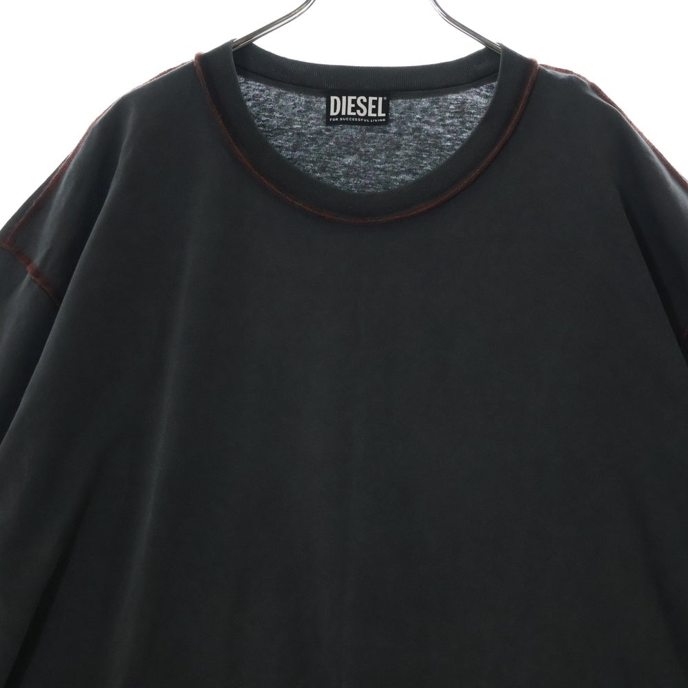 DIESEL(ディーゼル) ピーカブーロゴ Tシャツ 半袖 グレー コットン 3XL A06152