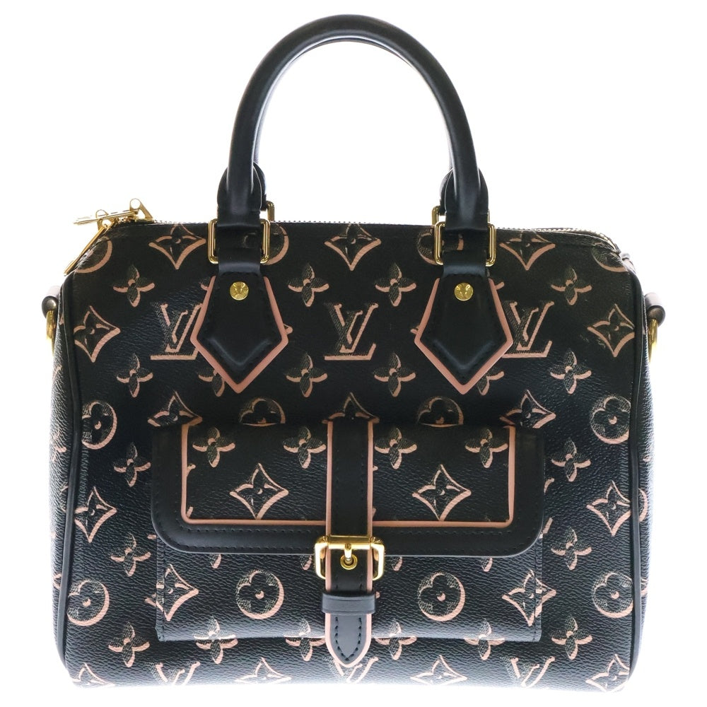 LOUIS VUITTON(ルイヴィトン) モノグラムフォールフォーユー スピーディバンドリエール25 レザーハンドバッグ ブラック×ピンク レディース M20852