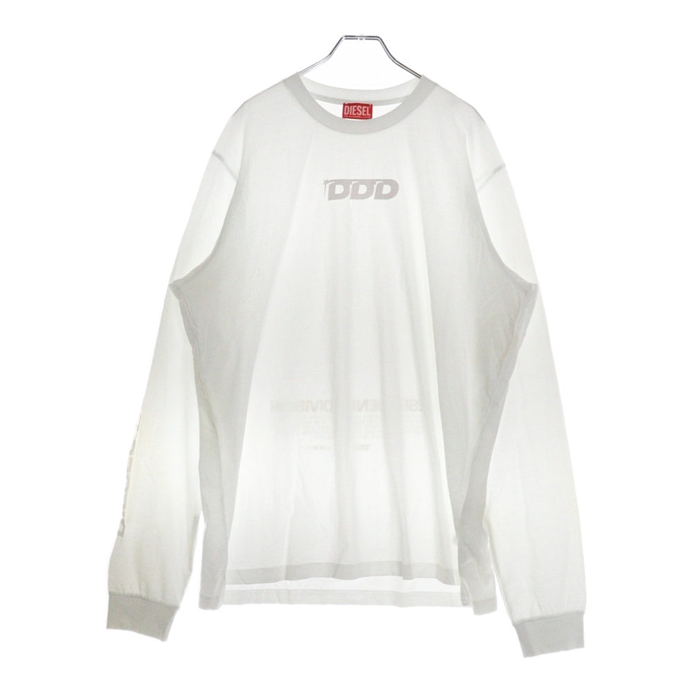 DIESEL(ディーゼル) DDDロゴ クルーネック 長袖 Tシャツ ロンT ホワイト A11281
